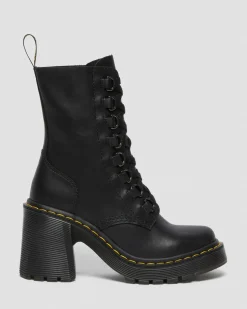 Dr. Martens Boots Chesney En Cuir à Talons évasés Et à Lacets Noir — Sendal Sale
