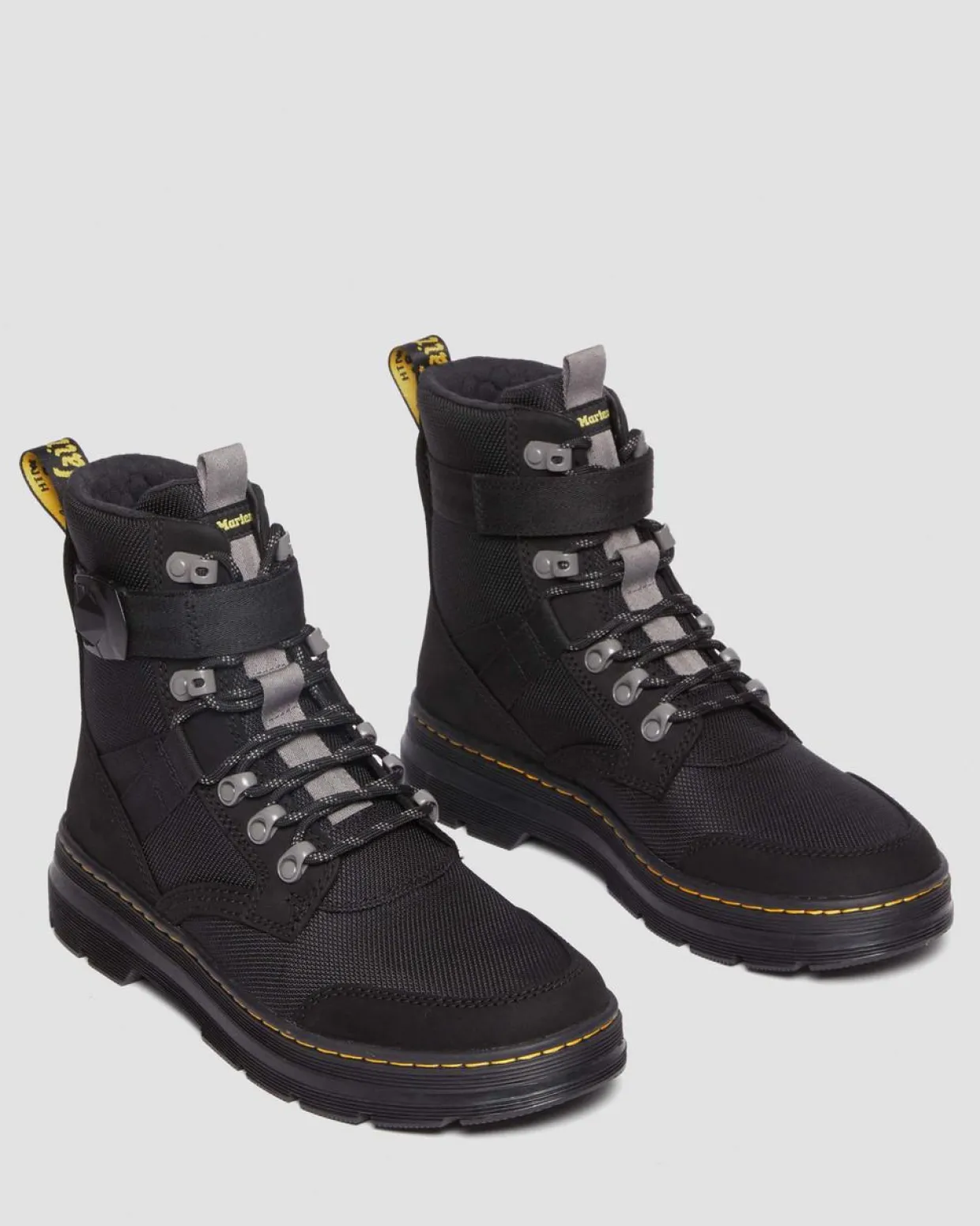 Dr. Martens Boots Combs Tech II Doublées De Polaire BLACK — Buffbuck Two Tone Nylon Outlet