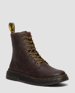 Dr. Martens Boots Crewson En Cuir à Lacets Marron foncé — Crazy Horse New