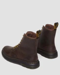 Dr. Martens Boots Crewson En Cuir à Lacets Marron foncé — Crazy Horse New