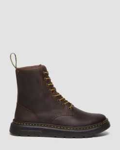 Dr. Martens Boots Crewson En Cuir à Lacets Marron foncé — Crazy Horse New