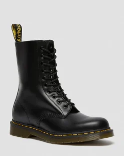 Dr. Martens Boots Montantes 1490 En Cuir Smooth à Lacets Noir — Smooth Leather New