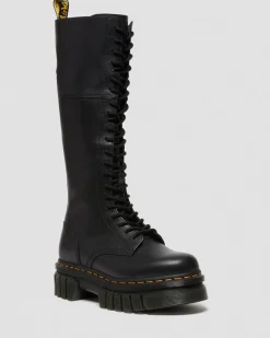 Dr. Martens Boots Montantes Plateformes Audrick En Cuir 20 œillets Noir — Nappa Lux Cheap