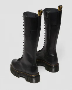 Dr. Martens Boots Montantes Plateformes Audrick En Cuir 20 œillets Noir — Nappa Lux Cheap