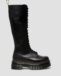 Dr. Martens Boots Montantes Plateformes Audrick En Cuir 20 œillets Noir — Nappa Lux Cheap