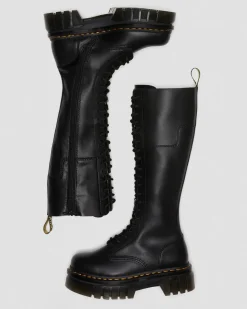 Dr. Martens Boots Montantes Plateformes Audrick En Cuir 20 œillets Noir — Nappa Lux Cheap