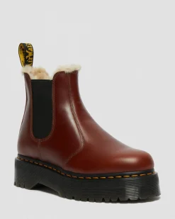 Dr. Martens Boots Plateformes 2976 Quad Doublées De Fourrure Synthétique Marron — Abruzzo Wp Best Sale