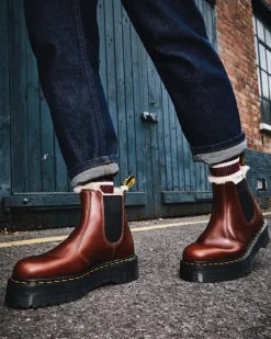 Dr. Martens Boots Plateformes 2976 Quad Doublées De Fourrure Synthétique Marron — Abruzzo Wp Best Sale