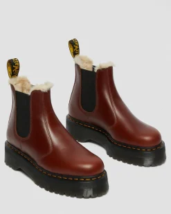 Dr. Martens Boots Plateformes 2976 Quad Doublées De Fourrure Synthétique Marron — Abruzzo Wp Best Sale