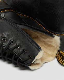 Dr. Martens Boots Plateformes Jadon En Cuir Fourrées Noir — Pisa Outlet