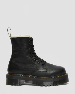 Dr. Martens Boots Plateformes Jadon En Cuir Fourrées Noir — Pisa Outlet
