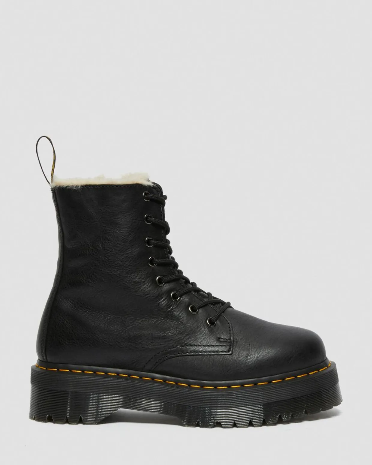 Dr. Martens Boots Plateformes Jadon En Cuir Fourrées Noir — Pisa Outlet