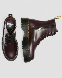 Dr. Martens Boots Plateformes Jadon En Cuir Smooth Bordeaux — Smooth Leather Hot