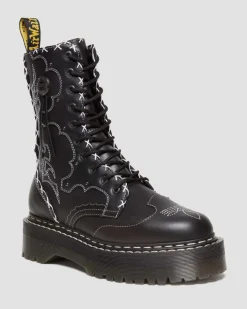 Dr. Martens Boots Plateformes Jadon Hi Contrast Stitch En Cuir Noir — Wanama Cheap