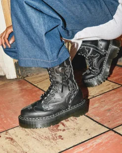 Dr. Martens Boots Plateformes Jadon Hi Contrast Stitch En Cuir Noir — Wanama Cheap