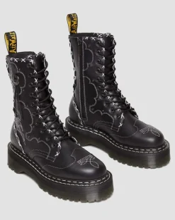 Dr. Martens Boots Plateformes Jadon Hi Contrast Stitch En Cuir Noir — Wanama Cheap