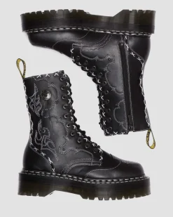 Dr. Martens Boots Plateformes Jadon Hi Contrast Stitch En Cuir Noir — Wanama Cheap