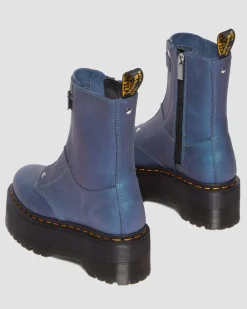 Dr. Martens Boots Plateformes Jetta Hi Max En Cuir Métallisé DEEP BLUE — Pull Up Shift Store