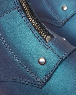 Dr. Martens Boots Plateformes Jetta Hi Max En Cuir Métallisé DEEP BLUE — Pull Up Shift Store
