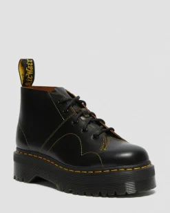 Dr. Martens Boots Plateformes Quad Church En Cuir Noir — Vintage Smooth Outlet