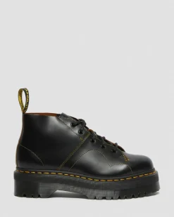 Dr. Martens Boots Plateformes Quad Church En Cuir Noir — Vintage Smooth Outlet