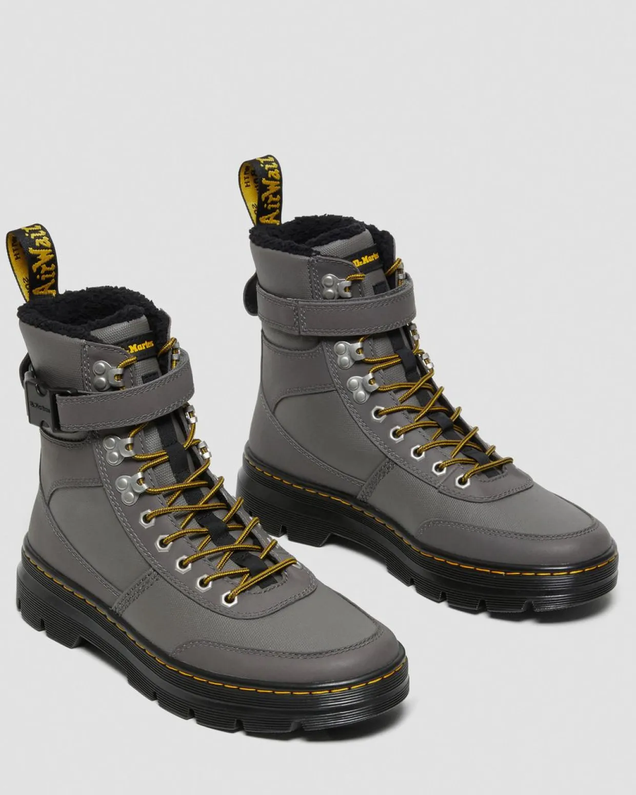 Dr. Martens Boots Utilitaires Combs Tech Doublées De Fourrure Synthétique Gris acier — Grove+Coated Canvas Best Sale