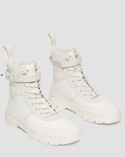 Dr. Martens Boots Utilitaires Combs Tech En Poly Et En Daim Off White+Natural — Poly Ripstop + Eh Suede + Ajax New
