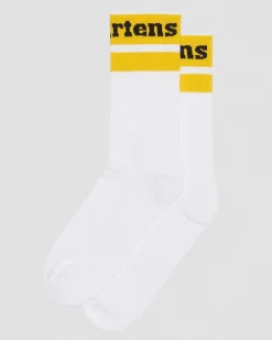 Dr. Martens Chaussettes Athletic Logo En Coton Biologique Mélangé Blanc+Jaune — Cotton Blend Hot