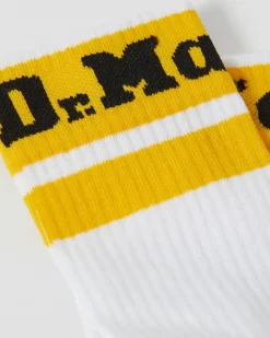 Dr. Martens Chaussettes Athletic Logo En Coton Biologique Mélangé Blanc+Jaune — Cotton Blend Hot