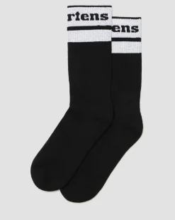 Dr. Martens Chaussettes Athletic Logo En Coton Biologique Mélangé Noir+Blanc — Cotton Blend Fashion