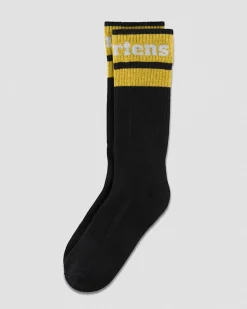 Dr. Martens Chaussettes Athletic Logo En Coton Biologique Mélangé Noir+Blanc+Jaune — Cotton Blend New