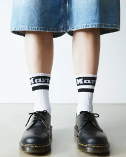 Dr. Martens Chaussettes Athletic Logo En Coton Biologique Mélangé Blanc+Noir — Cotton Blend Best