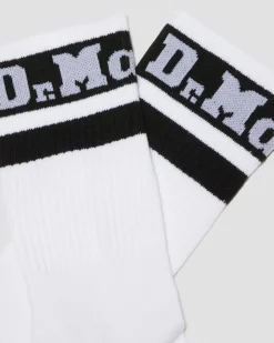 Dr. Martens Chaussettes Athletic Logo En Coton Biologique Mélangé Blanc+Noir — Cotton Blend Best