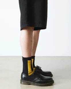 Dr. Martens Chaussettes Double Doc En Coton Mélangé Noir+Jaune — Cotton Blend Store