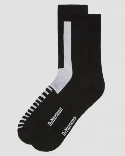 Dr. Martens Chaussettes Double Doc En Coton Mélangé Noir+Blanc — Cotton Blend Hot