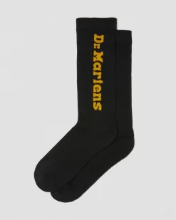 Dr. Martens Chaussettes Vertical Logo En Coton Mélangé Noir — Organic Cotton Blend Discount