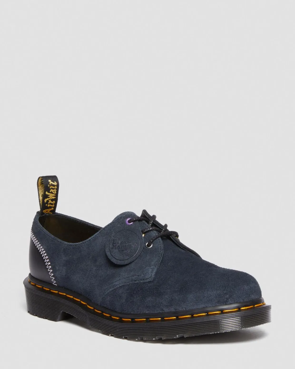 Dr. Martens Chaussures 1461 Deadstock En Cuir Noir+Indigo+Noir — Quilon + Suede Outlet
