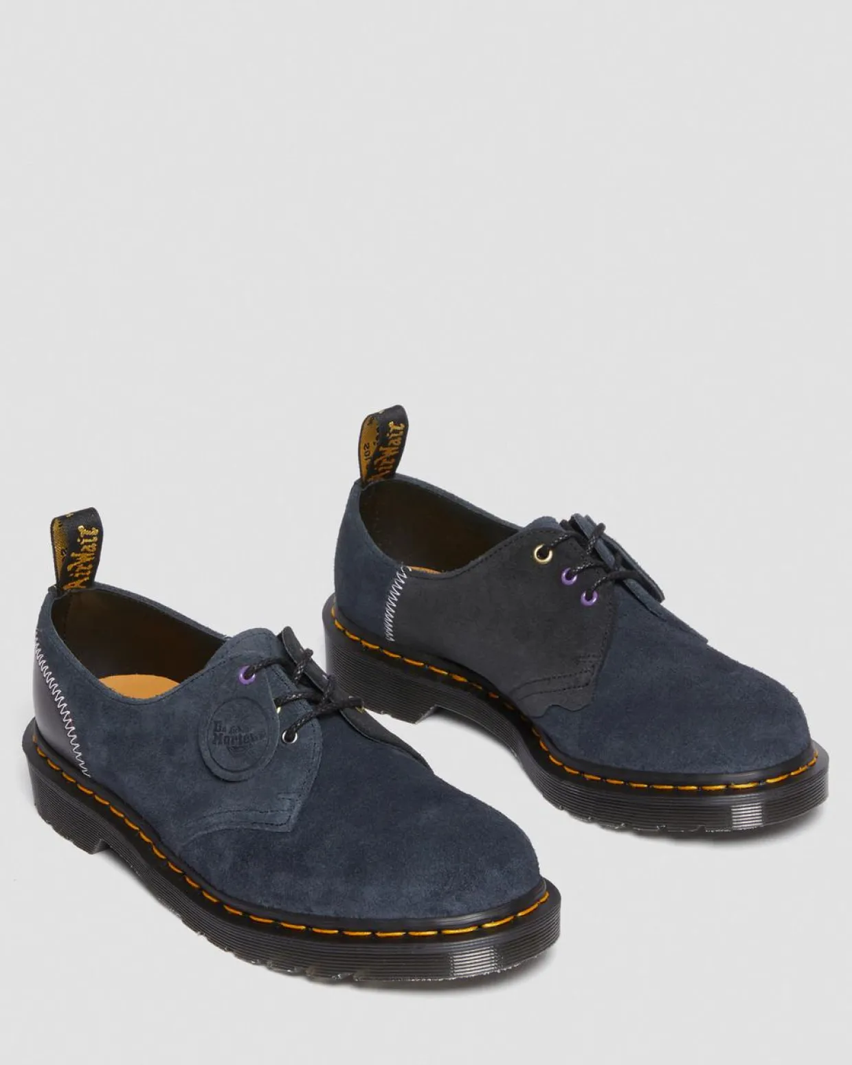 Dr. Martens Chaussures 1461 Deadstock En Cuir Noir+Indigo+Noir — Quilon + Suede Outlet