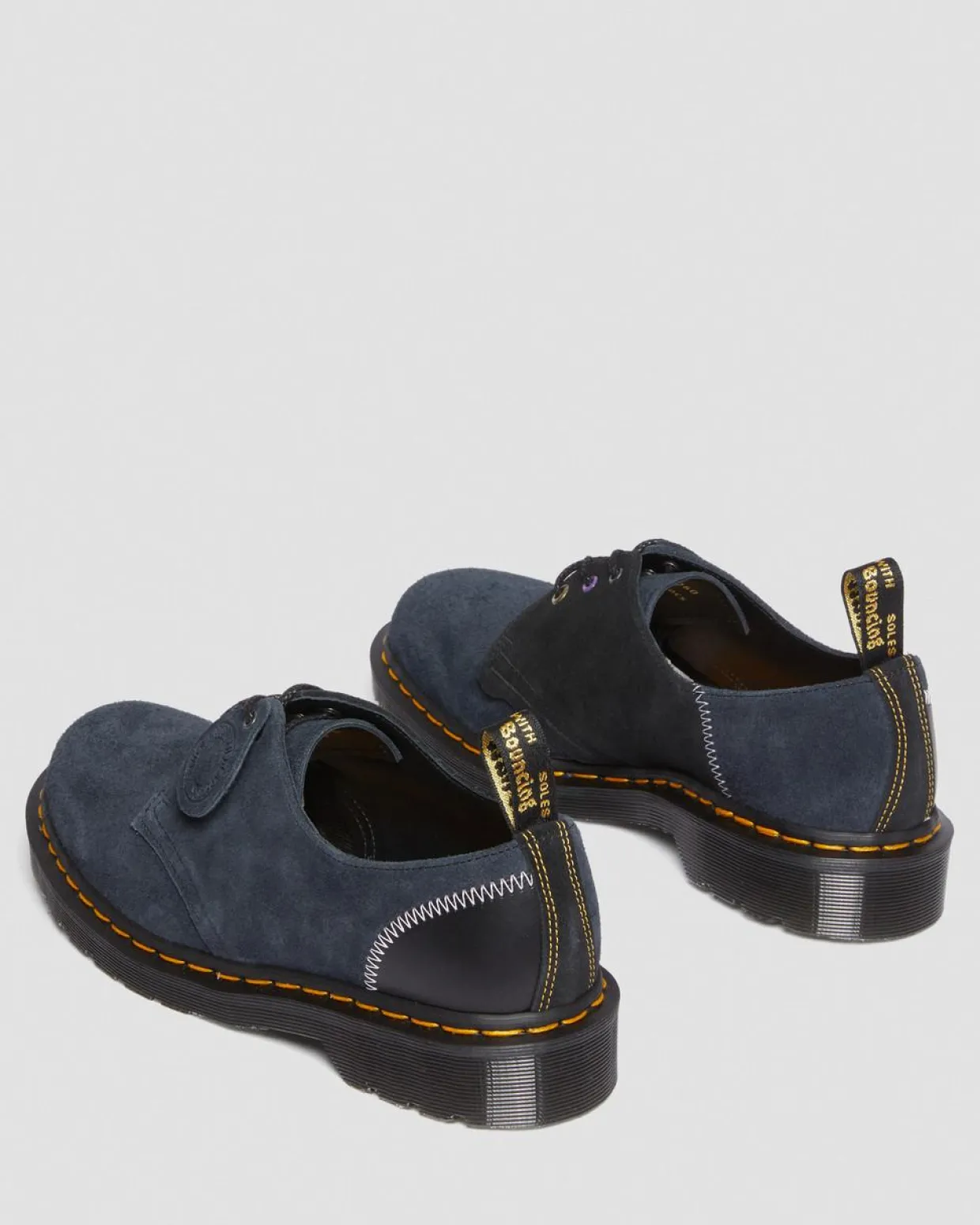 Dr. Martens Chaussures 1461 Deadstock En Cuir Noir+Indigo+Noir — Quilon + Suede Outlet