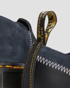 Dr. Martens Chaussures 1461 Deadstock En Cuir Noir+Indigo+Noir — Quilon + Suede Outlet