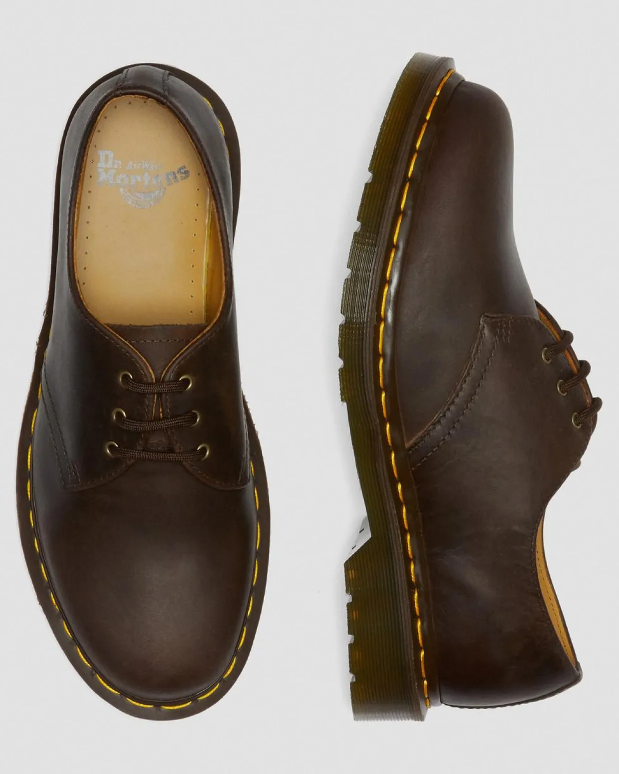 Dr. Martens Chaussures 1461 En Cuir Crazy Horse Marron — Crazy Horse Hot