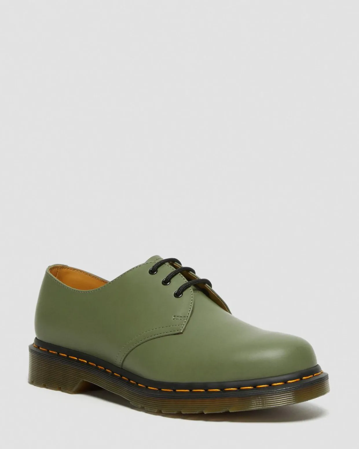Dr. Martens Chaussures 1461 En Cuir Smooth Kaki Vert — Smooth Leather Discount