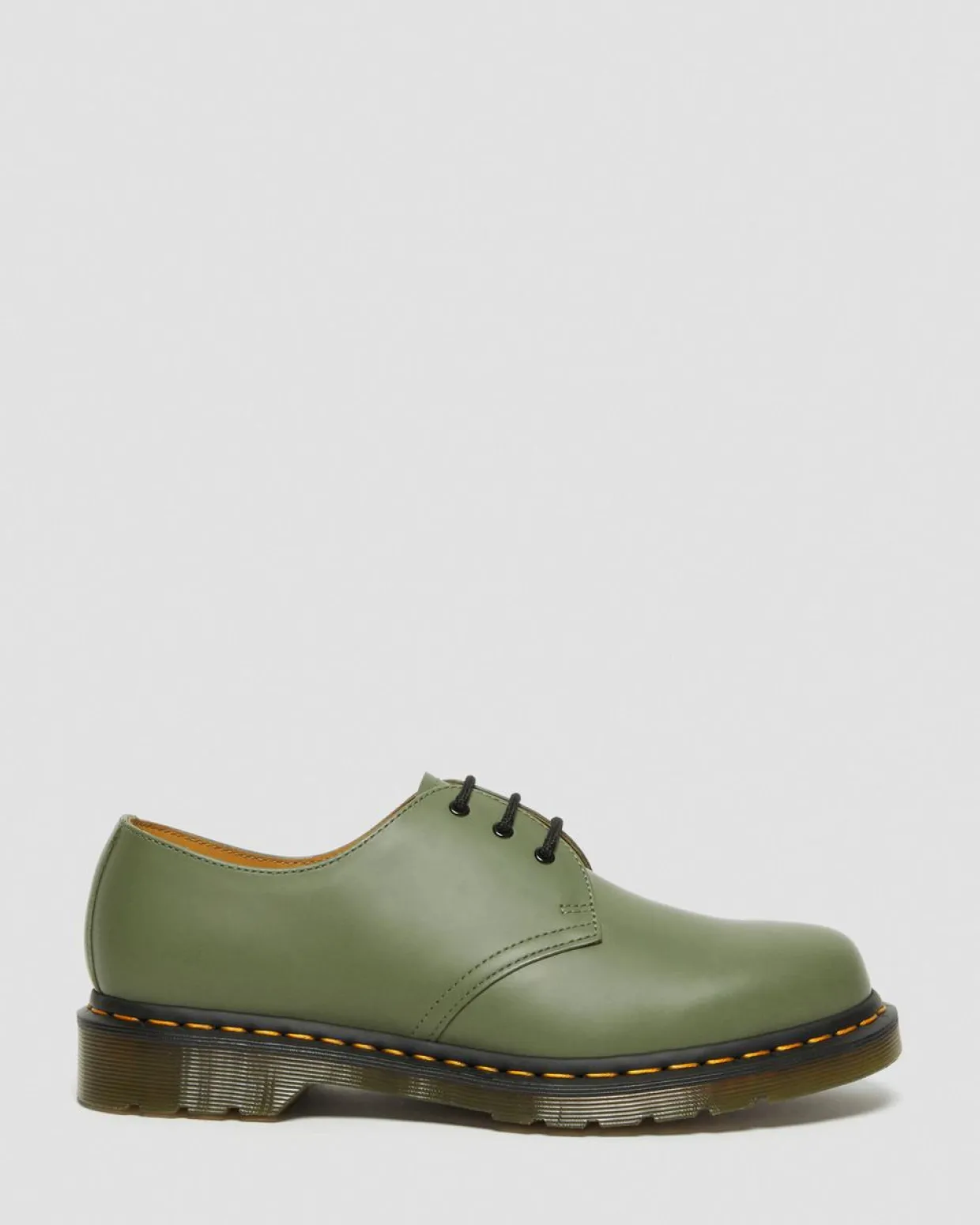 Dr. Martens Chaussures 1461 En Cuir Smooth Kaki Vert — Smooth Leather Discount