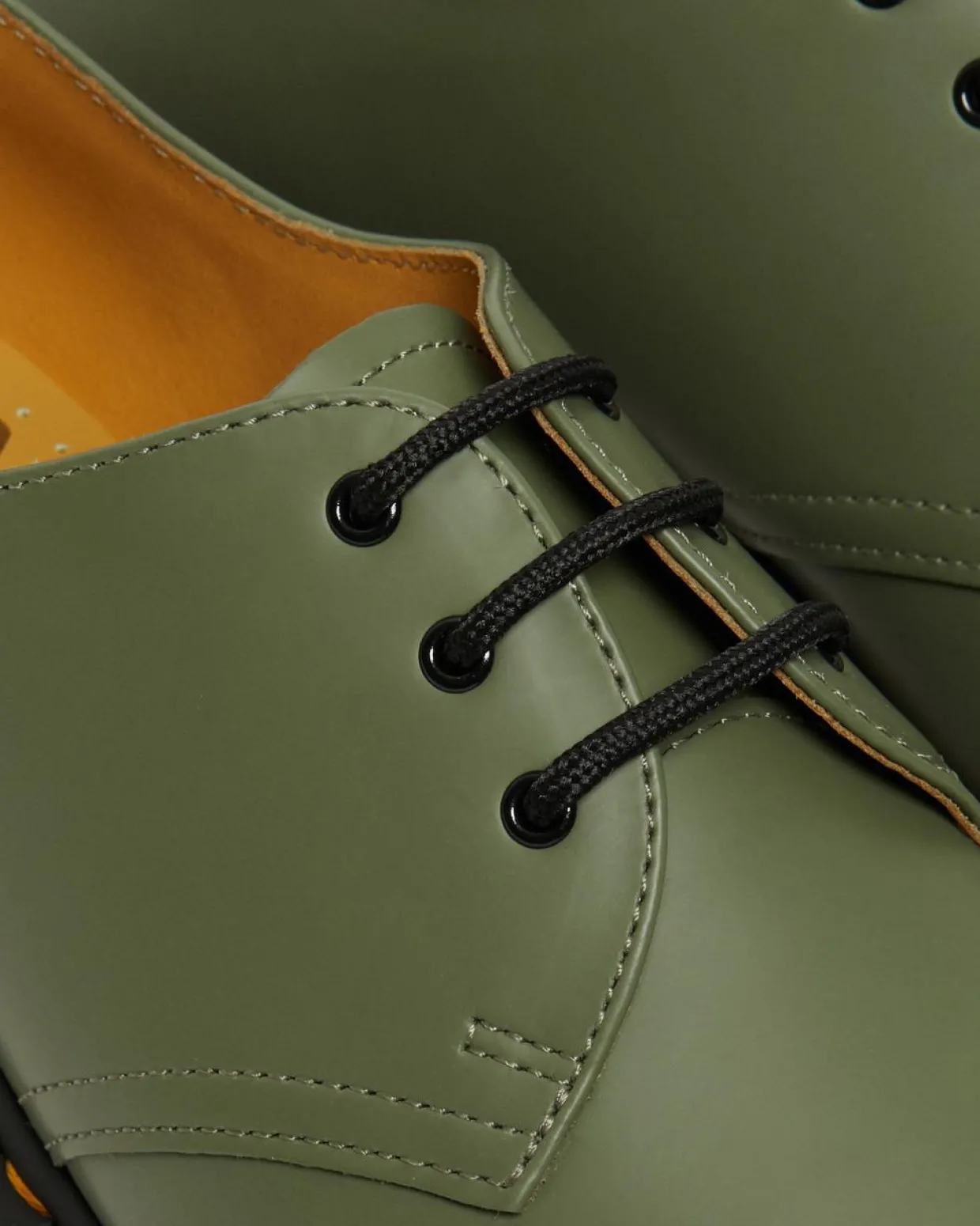 Dr. Martens Chaussures 1461 En Cuir Smooth Kaki Vert — Smooth Leather Discount
