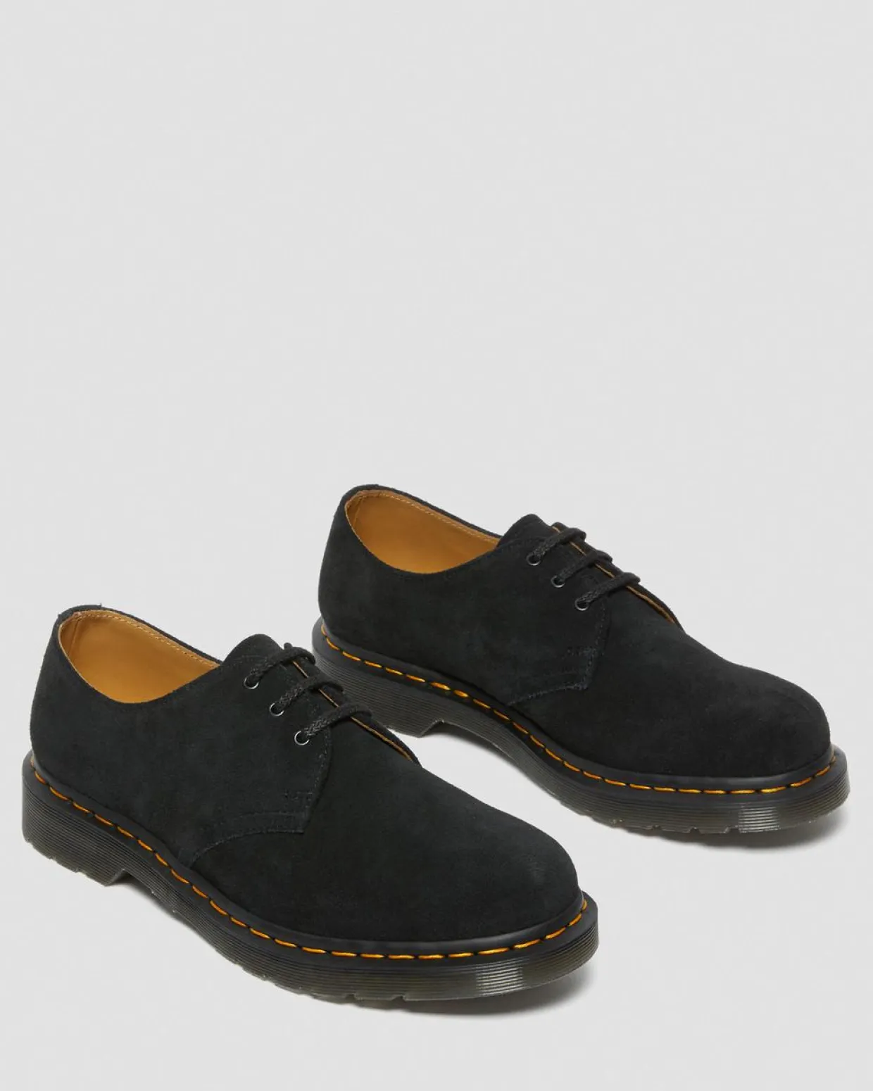 Dr. Martens Chaussures 1461 En Daim Noir — E.H.Suede Fashion