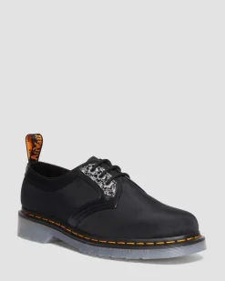 Dr. Martens Chaussures 1461 King Nerd En Cuir Noir — Smooth Leather And Cyclone Nylon New