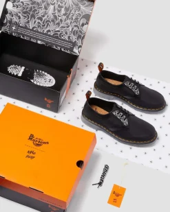 Dr. Martens Chaussures 1461 King Nerd En Cuir Noir — Smooth Leather And Cyclone Nylon New