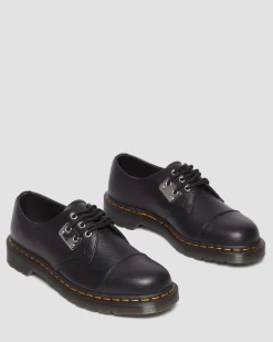 Dr. Martens Chaussures 1461 Luna En Cuir à Plaque Noir — Milled Nappa Fashion