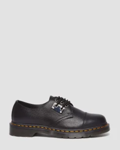 Dr. Martens Chaussures 1461 Luna En Cuir à Plaque Noir — Milled Nappa Fashion
