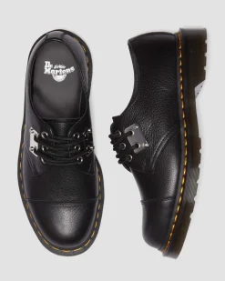 Dr. Martens Chaussures 1461 Luna En Cuir à Plaque Noir — Milled Nappa Fashion